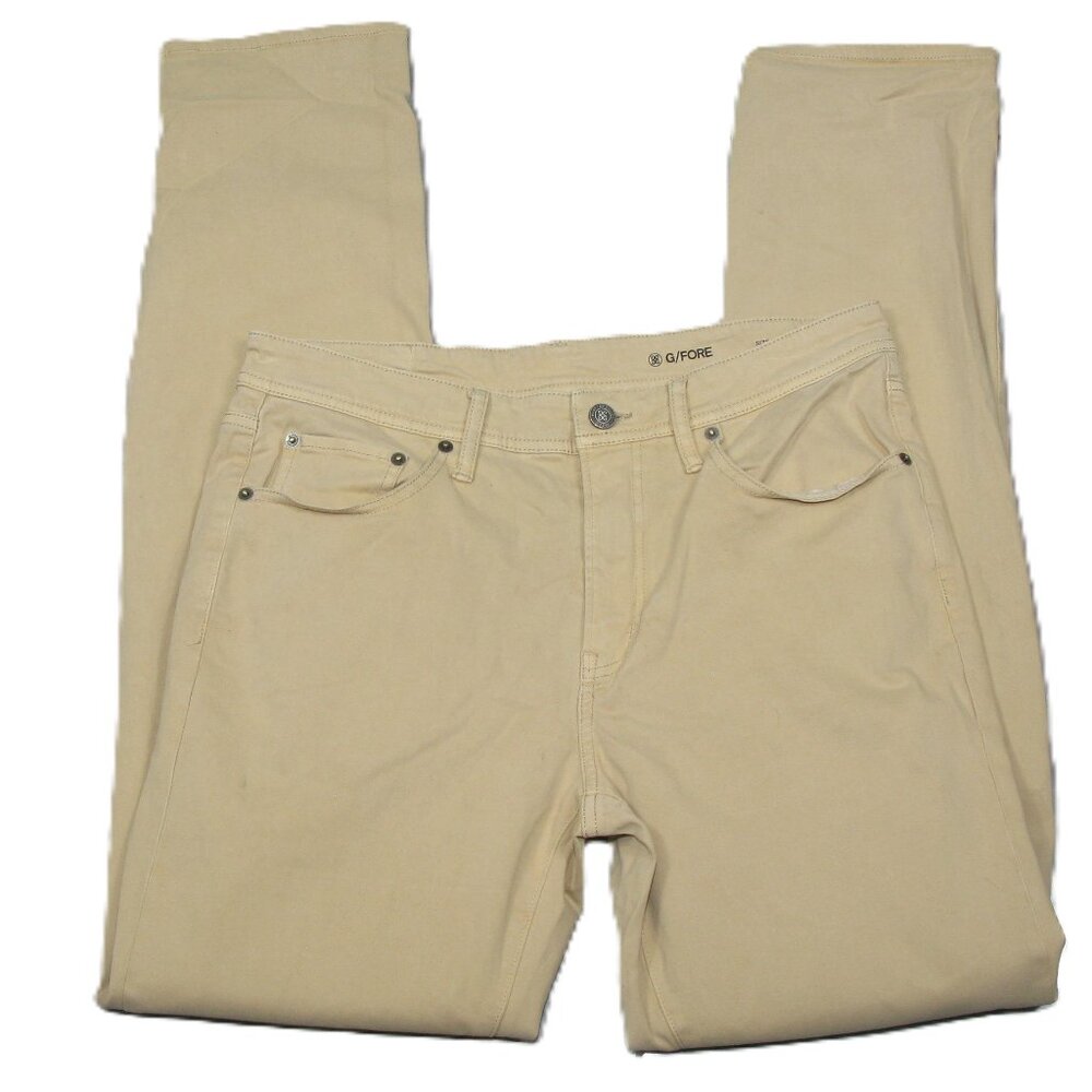 G/Fore Light Tan Cotton Blend Slim Straight Pants Size 32/33